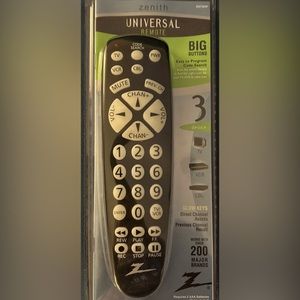 Zenith ZN735W Universal Remote Control Big Buttons Glow Keys